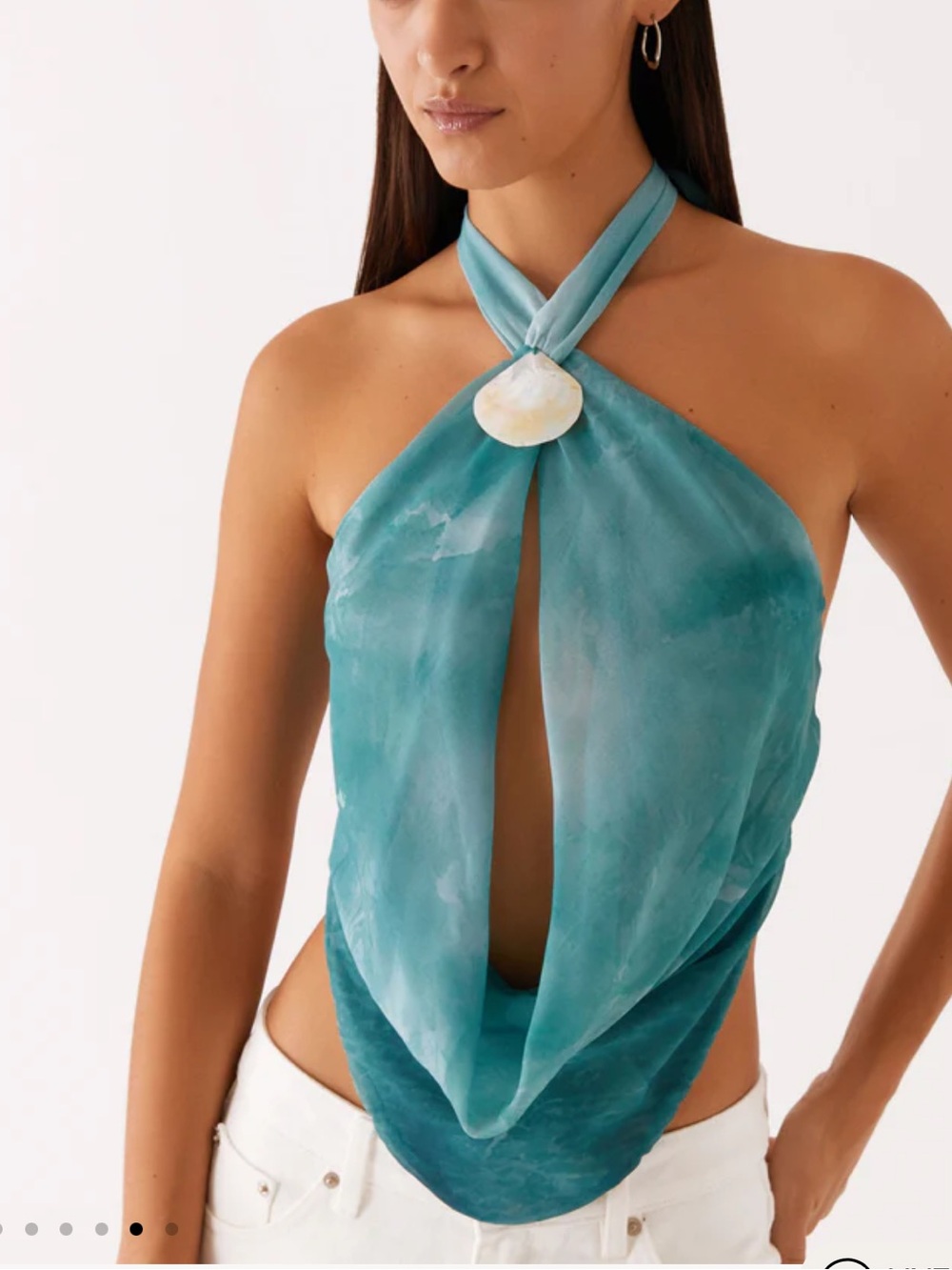 Peppermayo - Zola Cowl Neck Shell Top - Green Tie Dye